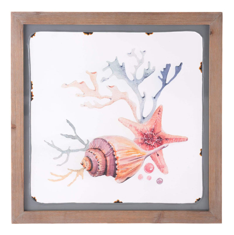 Walls Wood Wall Decor - 19.7" x 0.8" x 19.7" Multicolor, Fir Wood, Steel & MDF, Sea 1 Wall Decor HomeRoots