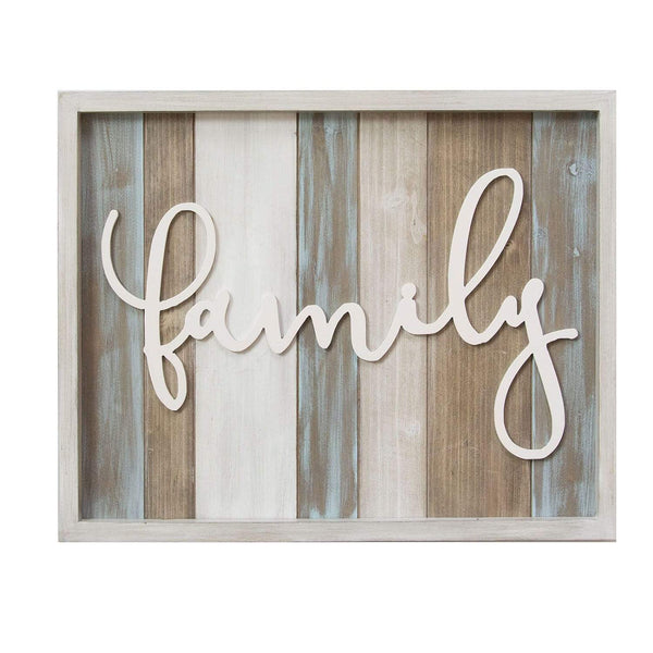 Walls Wood Wall Decor - 20" X 1" X 16" Rustic "Family" Wood Wall Decor HomeRoots