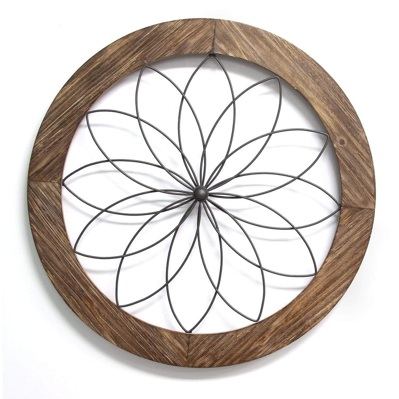Walls Wood Wall Decor - 25.75" X 1.75" X 25.75" Round Wood And Metal Medallion Wall Decor HomeRoots