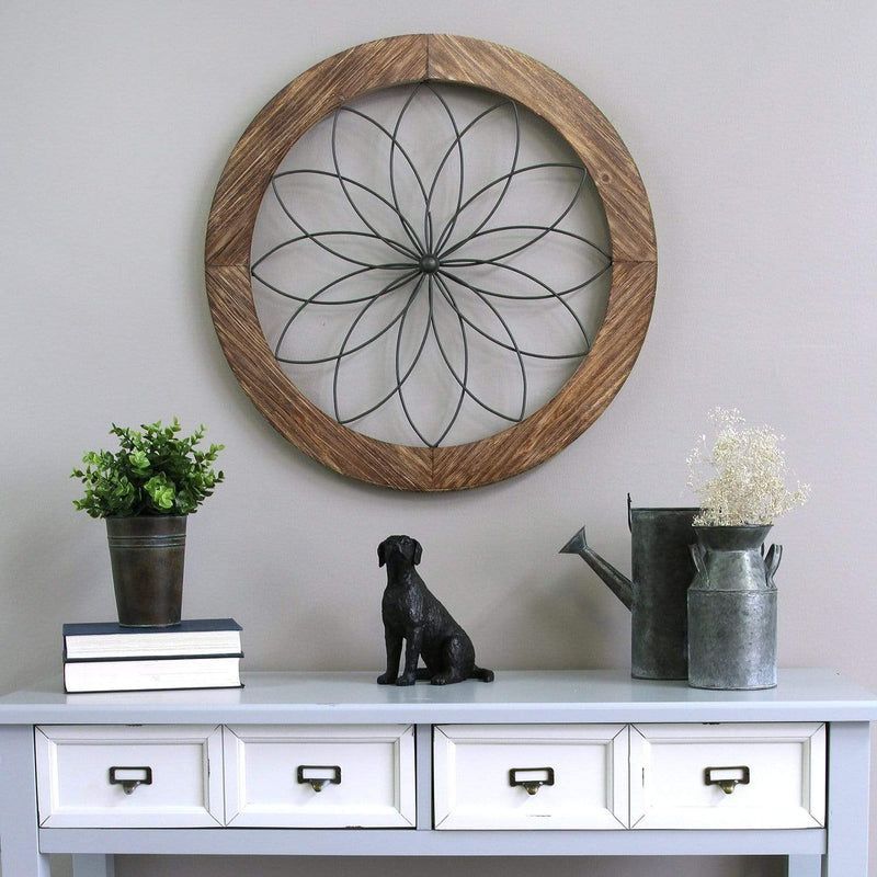 Walls Wood Wall Decor - 25.75" X 1.75" X 25.75" Round Wood And Metal Medallion Wall Decor HomeRoots