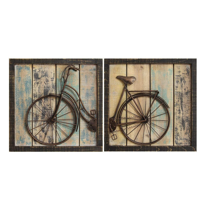 Walls Wood Wall Decor - 32" X 1.38" X 16" Multi-color 2Pcs Rustic Bicycle Wall Decor HomeRoots