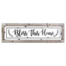 Walls Wood Wall Decor - 35.63" X 0.07" X 10.83" Bless This Home Framed Enamel Sign Wall Decor HomeRoots