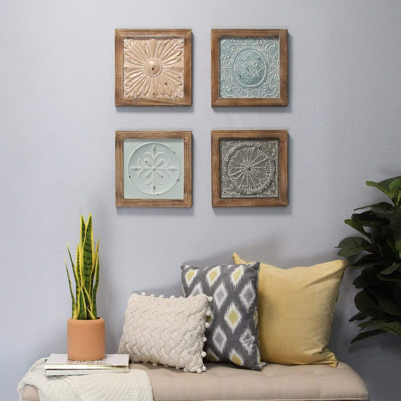 Walls Wood Wall Decor - Boho Tiles Wall D√©cor Set of 4 HomeRoots
