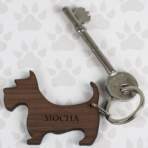 Custom Keychains Walnut Wood Dog Shaped Keyring