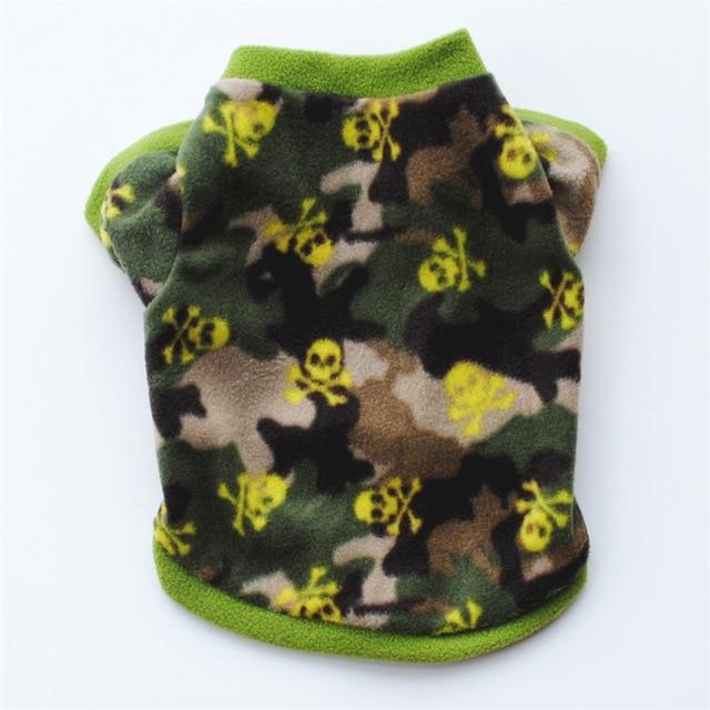 Warm Fleece Pet Dog Clothes Cute Skull Printed Pet Coat Puppy Dogs Shirt Jacket French Bulldog Pullover Camouflage Dog Clothing AExp