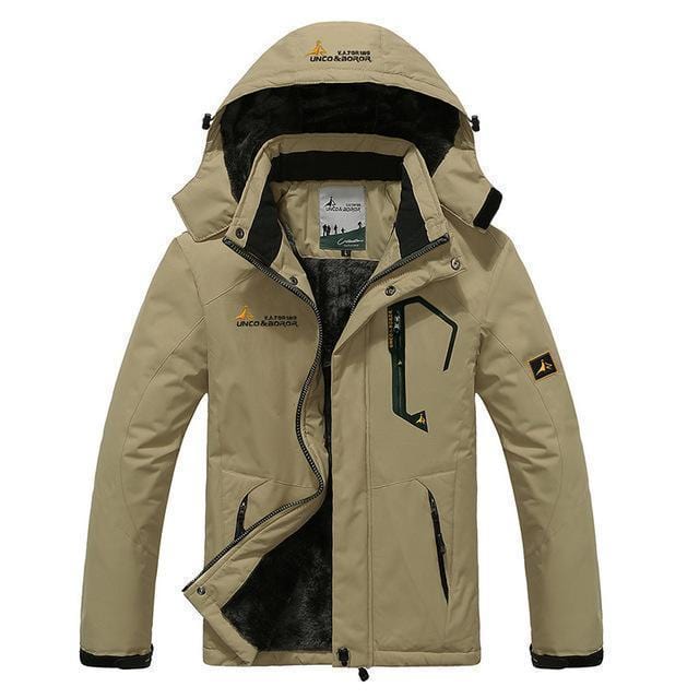 Warm Outwear Winter Jacket For Men / Windproof Hooded Jacket-Khaki-L-JadeMoghul Inc.