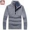 Warm Thick Velvet Cashmere Sweater For Men / Winter Zipper Stand Collar Knitwear-Style1 Blue-S-JadeMoghul Inc.