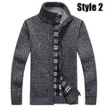 Warm Thick Velvet Cashmere Sweater For Men / Winter Zipper Stand Collar Knitwear-Style2 Dark Gray-S-JadeMoghul Inc.