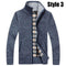 Warm Thick Velvet Cashmere Sweater For Men / Winter Zipper Stand Collar Knitwear-Style3 Blue-S-JadeMoghul Inc.