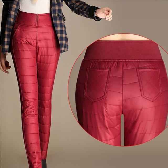 Warm Winter Quilted Thermal Pants-Burgundy-S-JadeMoghul Inc.