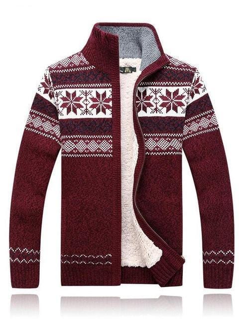 Warm Winter Wool Cardigan / Men Thick Warm Sweater-red-XXXL-JadeMoghul Inc.