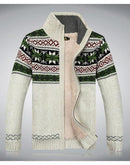 Warm Winter Wool Cardigan / Men Thick Warm Sweater-white-XXXL-JadeMoghul Inc.