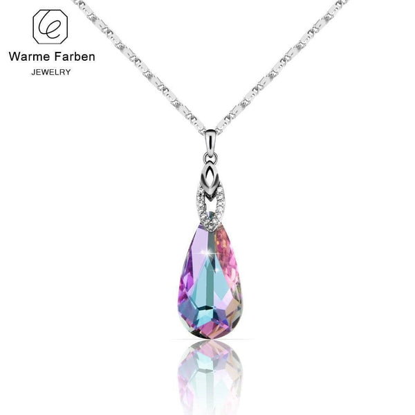 WARME FARBEN Crystal from Swarovski Women Necklace Crystal Water Drop Shaped Pendant Necklace Fine Jewelry Collares-as picture-45cm-JadeMoghul Inc.