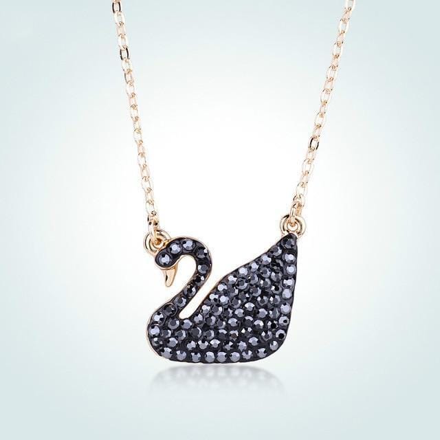 WARME FARBEN Swarovski Necklace 925 Sterling Sliver Women Pendant Necklace Classic Black Crystal Swan Pendant Fine Jewelry Gift--JadeMoghul Inc.
