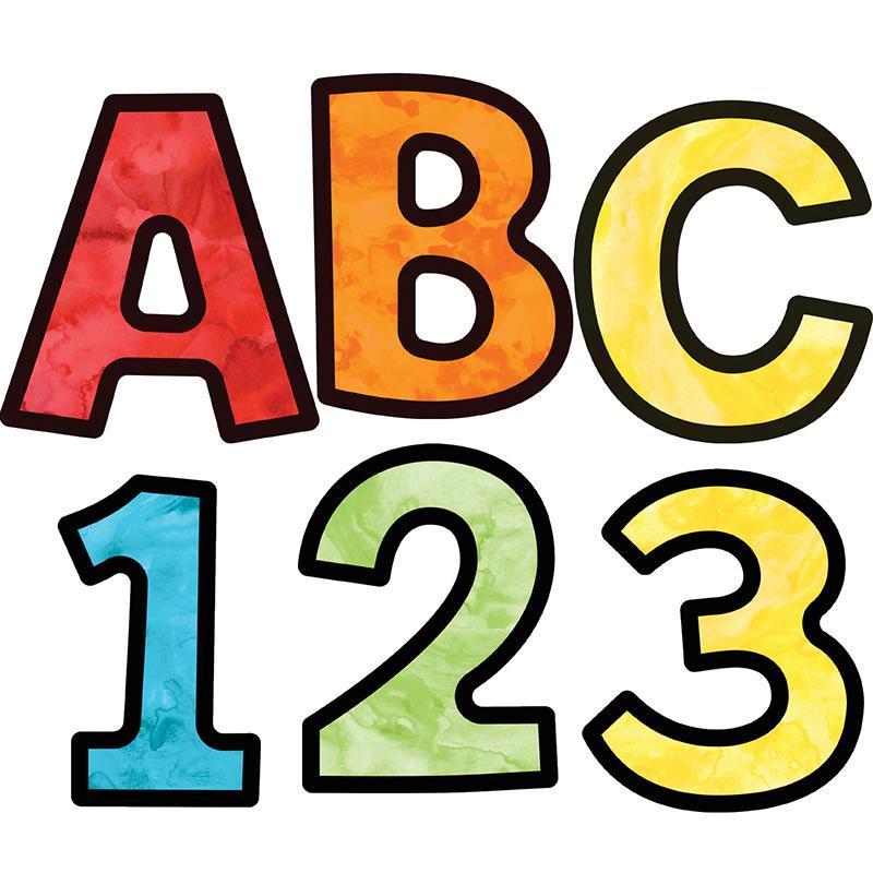 WATERCOLOR 4IN EZ LETTERS CELEBRATE-Learning Materials-JadeMoghul Inc.