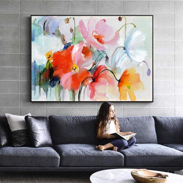 Watercolor Flower Oil Painting On The Wall Prints On Canvas Abstract Modern Art Flower Picture For Living Room Cuadros Decor-20x30cm unframed-Multi-JadeMoghul Inc.