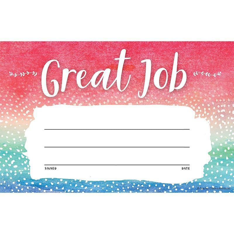 WATERCOLOR GREAT JOB AWARDS-Learning Materials-JadeMoghul Inc.