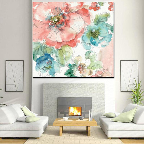 Watercolor Minimalist Poppy Artist Orchid Abstract Oil Painting Poster Print Canvas Wall Picture for Living Room Cuadros Decor-30x30cm Unframed-PC1456-JadeMoghul Inc.