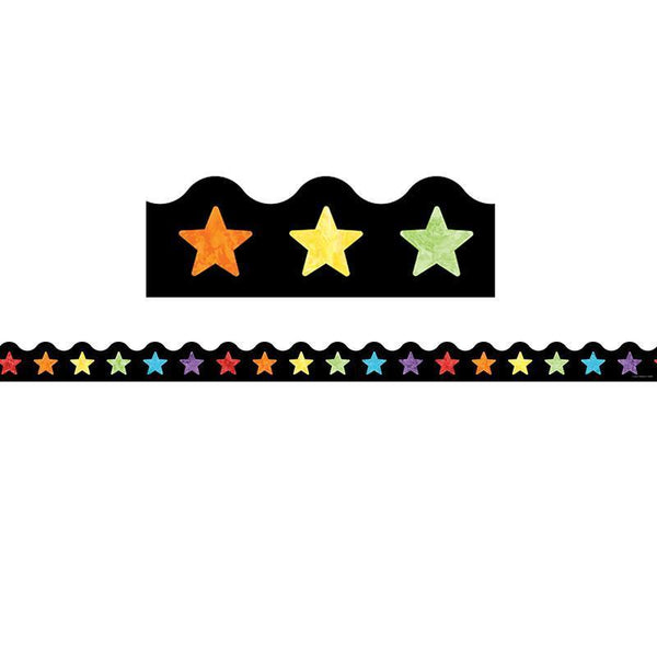 WATERCOLOR STARS SCALLOPED BORDER-Learning Materials-JadeMoghul Inc.