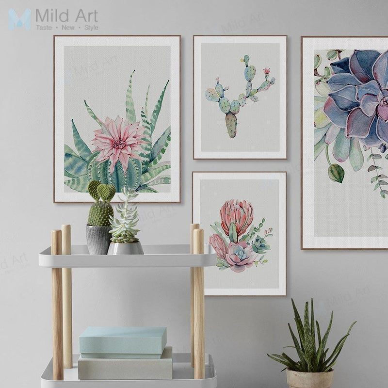 Watercolor Succulent Plants Cactus Flower Poster Print Nordic Style Living Room Big Wall Art Pictures Home Decor Canvas Painting-15x20 cm No Frame-store flower03-JadeMoghul Inc.