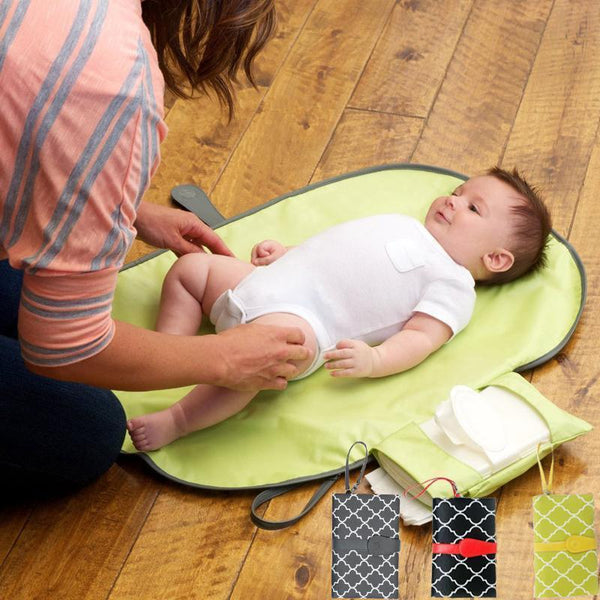 Waterproof Portable Baby Diaper Changing Mat Nappy Changing Pad Travel Changing Station Clutch Baby Care Products Hangs Stroller-Grey-JadeMoghul Inc.