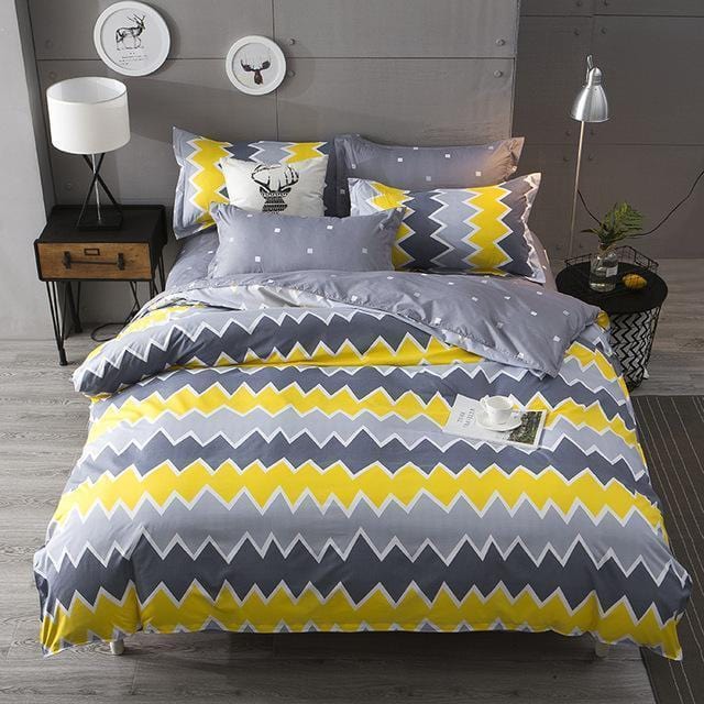 Wave point Bed Linen Bedding Set Home Textiles 3/4pc Family Set Include Bed Sheet&Duvet Cover&Pillowcases Full Queen King Size-ZA16-Queen cover180by220-JadeMoghul Inc.