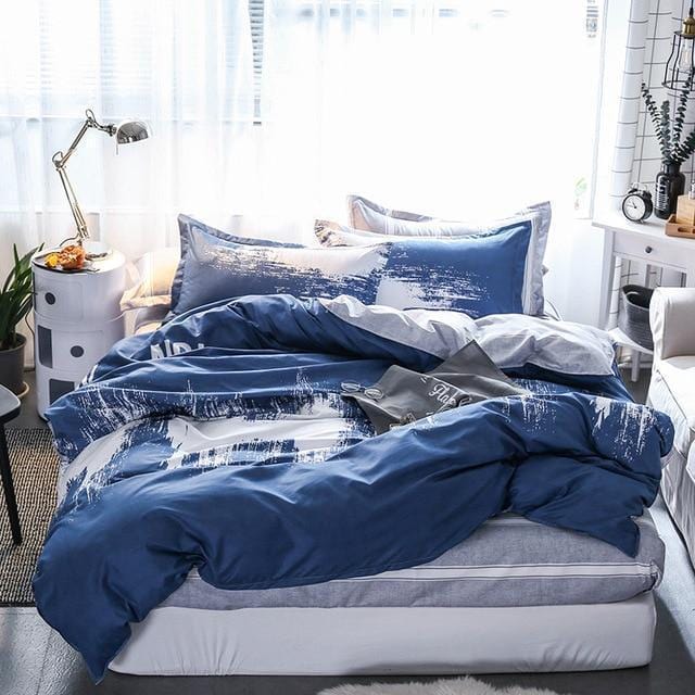 Wave point Bed Linen Bedding Set Home Textiles 3/4pc Family Set Include Bed Sheet&Duvet Cover&Pillowcases Full Queen King Size-ZA17-Queen cover180by220-JadeMoghul Inc.
