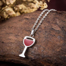 WAWFROK 2017 Fashion Women Wine Glass Necklace Pendant Stainless Steel Hook Necklace Unique Design Jewelry-Imitation Rhodium Plated-45cm-JadeMoghul Inc.
