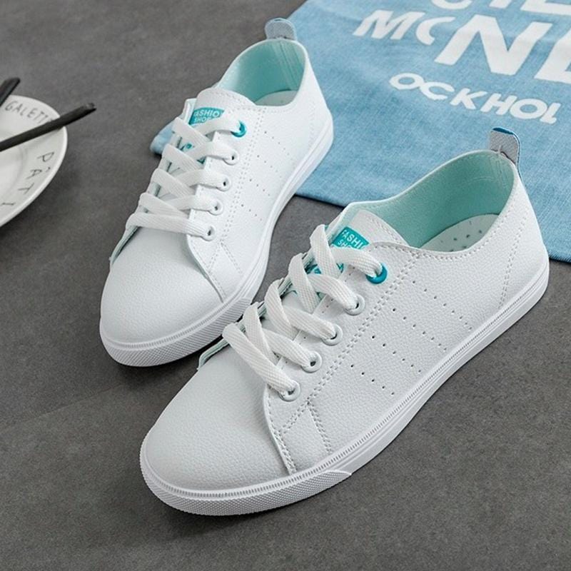 WAWFROK Women Casual Shoes Summer 2018 Spring Women Flats Shoes Fashion Breathable Vulcanization Lace-Up Women Sneakers-White-4-JadeMoghul Inc.