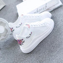 WAWFROK Women Casual Shoes Summer 2018 Spring Women Shoes Fashion Embroidered Breathable Hollow Lace-Up Women Sneakers-black flower Mesh-4-JadeMoghul Inc.