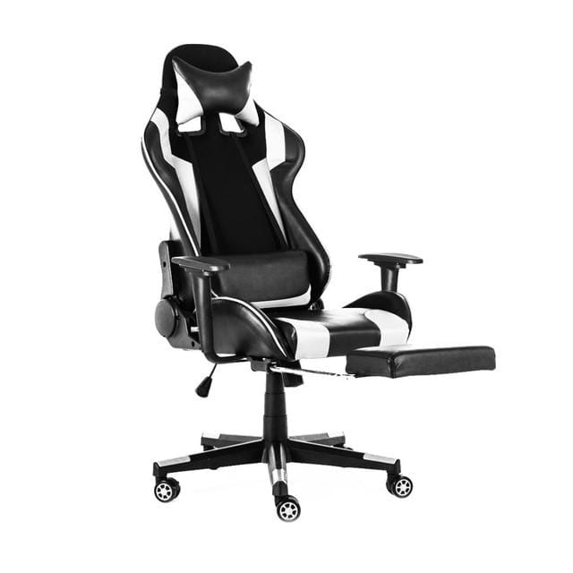 Wcg Gaming Chair PVC Household Armchair Ergonomic Computer Chair Office Chairs Lift and Swivel Function Adjustable Footrest AExp