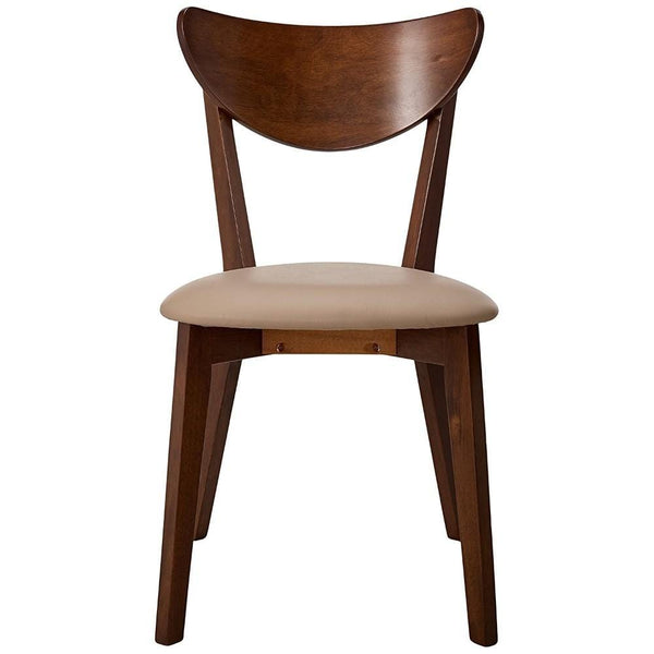 We-designed Wooden Dining Side Chair, Chestnut Brown, Set of 2-Dining Chairs-Brown-Wood & Fabric-JadeMoghul Inc.