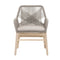 Weave Design Outdoor Dining Arm Chair With Loose Seat Cushion, Gray, Set Of Two-Accent Chairs-Gray-Teak Wood Aluminum and Rope-JadeMoghul Inc.