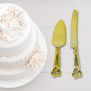 Gold Double Heart Wedding Cake Serving Set - Gold Wedding Cake Knife Set