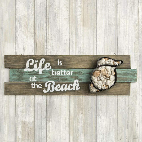 Wedding Cake Accessories Shell Wall sign - 'Life is better at the Beach' From Gifts By Fashioncraft Fashioncraft