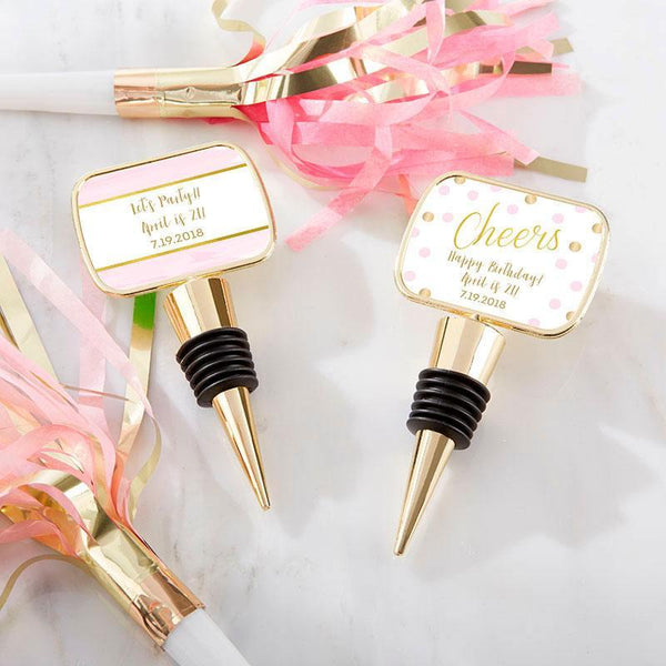 Wedding Cake Toppers Personalized Gold Bottle Stopper - Birthday For Her(24 Pcs) Kate Aspen