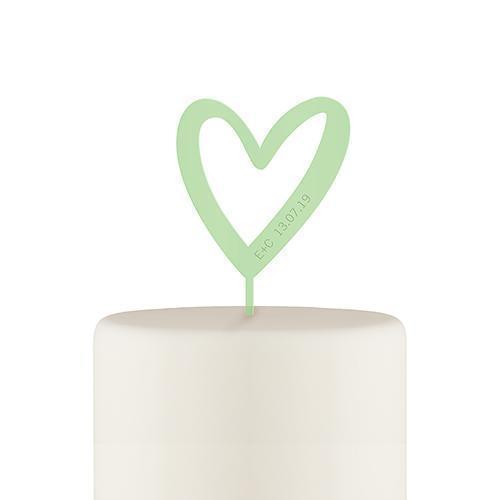 Wedding Cake Toppers Personalized Mod Heart Acrylic Cake Topper - Daiquiri Green (Pack of 1) Weddingstar