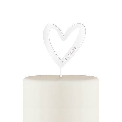Wedding Cake Toppers Personalized Mod Heart Acrylic Cake Topper - White (Pack of 1) Weddingstar