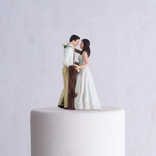 Wedding Cake Toppers Rustic Couple Porcelain Figurine Wedding Cake Topper Blush Dress (Pack of 1) JM Weddings