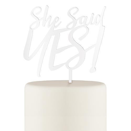 Wedding Cake Toppers She Said Yes! Acrylic Cake Topper - White (Pack of 1) JM Weddings