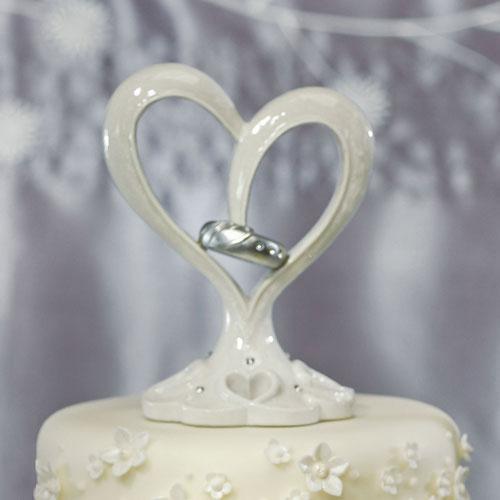 Wedding Cake Toppers Stylized Heart & Wedding Bands Cake Topper (Pack of 1) JM Weddings