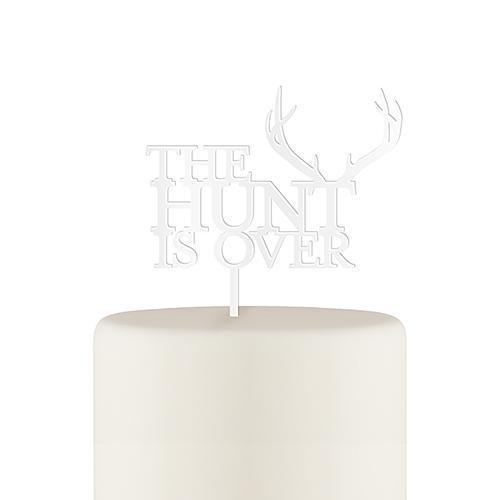 The Hunt Is Over Acrylic Cake Topper - White (Pack of 1)