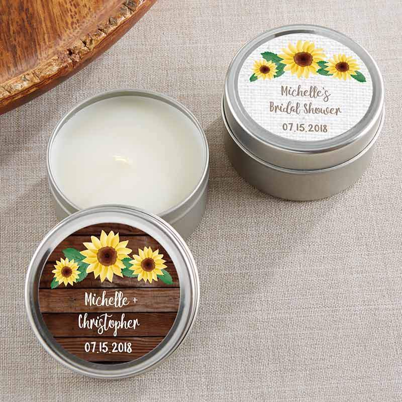 Wedding Candle Holders Personalized Travel Candle - Sunflower(24 Pcs) Kate Aspen