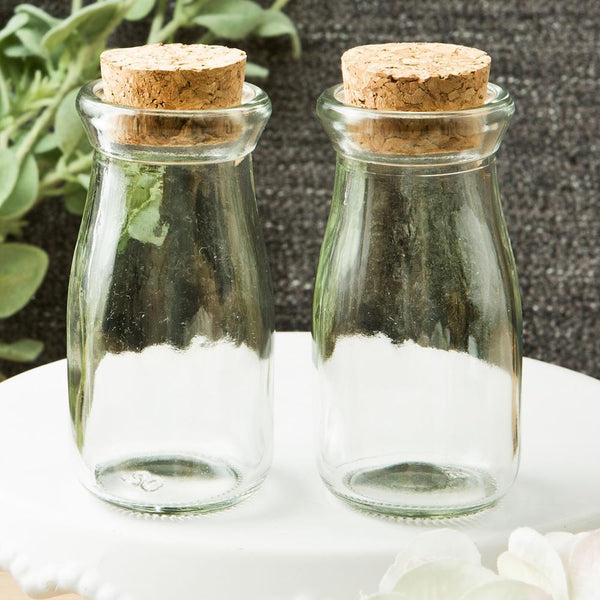 Wedding Candy Buffet Accessories Perfectly plain collection Vintage Glass milk bottle with round cork top Fashioncraft