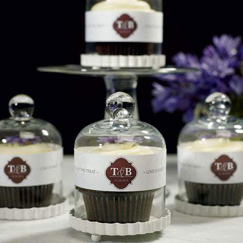Wedding Candy Buffet Accessories Small Glass Bell Jar with White Base Wedding Favor (Pack of 4) JM Weddings