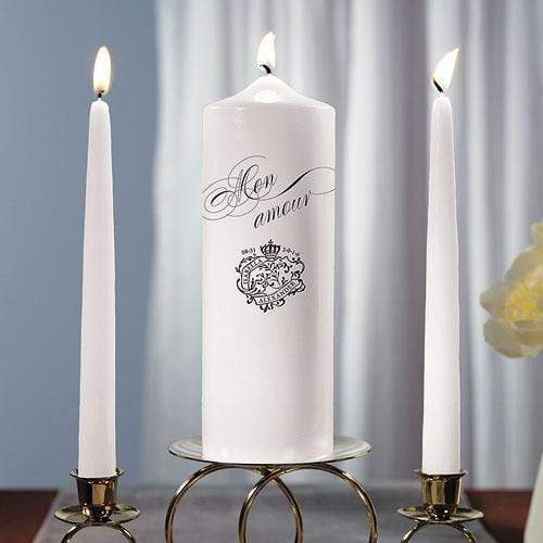 Wedding Ceremony Accessories Parisian Love Letter Unity Candle White Vintage Gold (Pack of 1) Weddingstar
