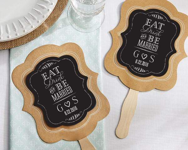 Wedding Ceremony Accessories Personalized Kraft Fan - Eat, Drink & Be Married (2 Sets of 12) Kate Aspen