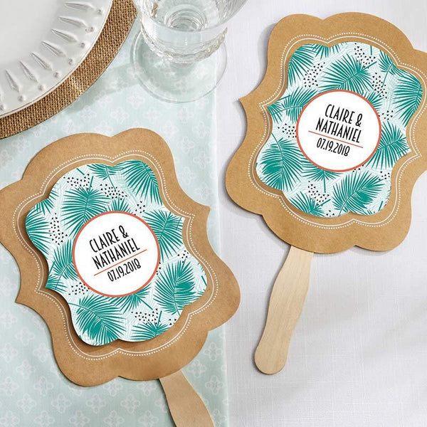 Wedding Ceremony Accessories Personalized Kraft Fan - Tropical Chic (2 Sets of 12) Kate Aspen