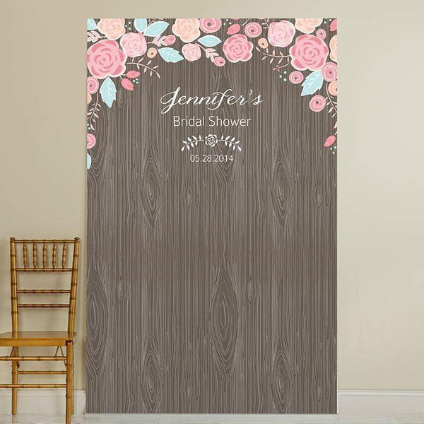 Wedding Ceremony Accessories Personalized Photo Backdrop - Kate's Rustic Bridal Collection - Woodgrain Kate Aspen