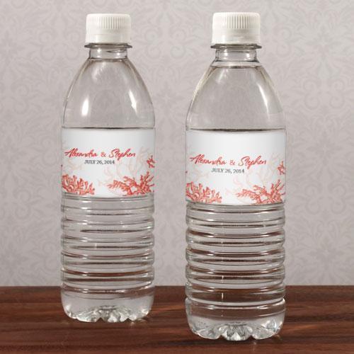 Wedding Ceremony Stationery Reef Coral Water Bottle Label Berry (Pack of 1) Weddingstar